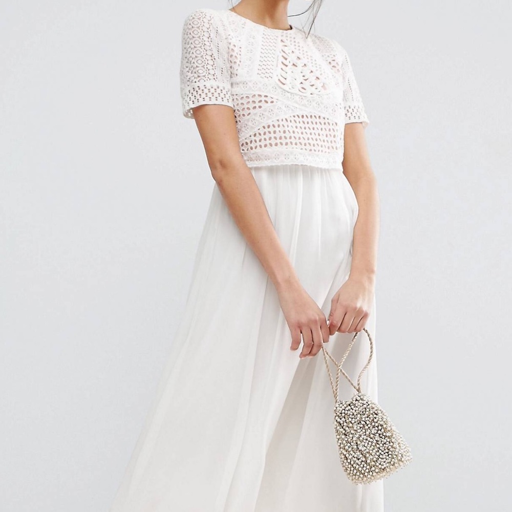 ASOS Heavy Applique Crop Top Midi Dress